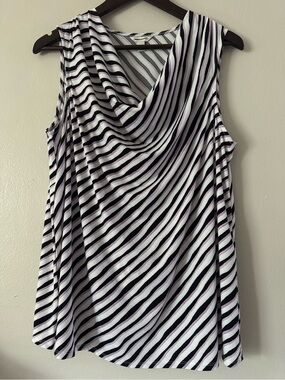 Cato Black, White & Light Purple Striped Sleeveless Top